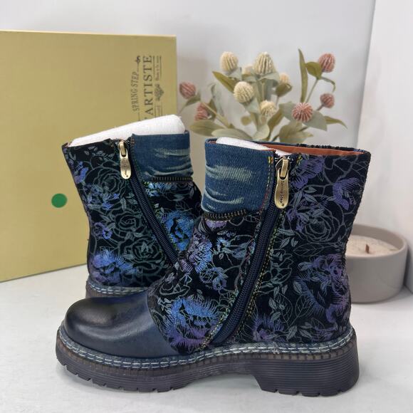 L'Artiste by Spring Step Avrilrose Leather/Textile Boot Multi Women 6.5-7 NWB - Picture 6 of 11